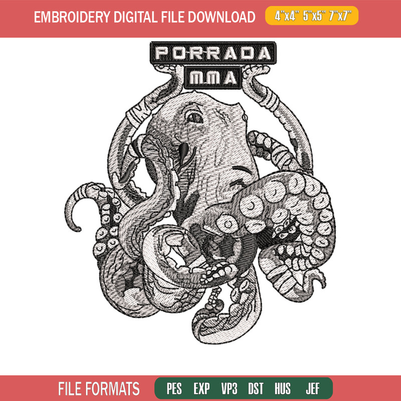 Porrada MMA logo embroidery design, Porrada MMA embroidery, logo design, logo shirt, Embroidery shirt, Instant download.jpg