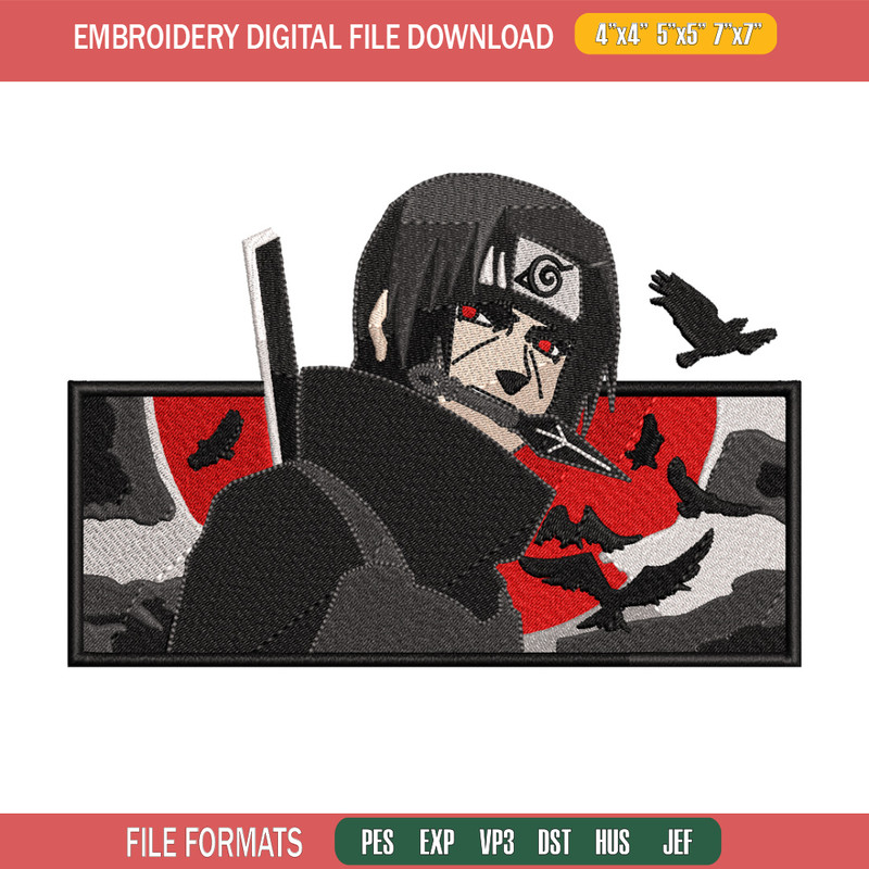 Red moon itachi embroidery design,Naruto embroidery, Embroidery shirt, Embroidery file, Anime design, Digital download.jpg