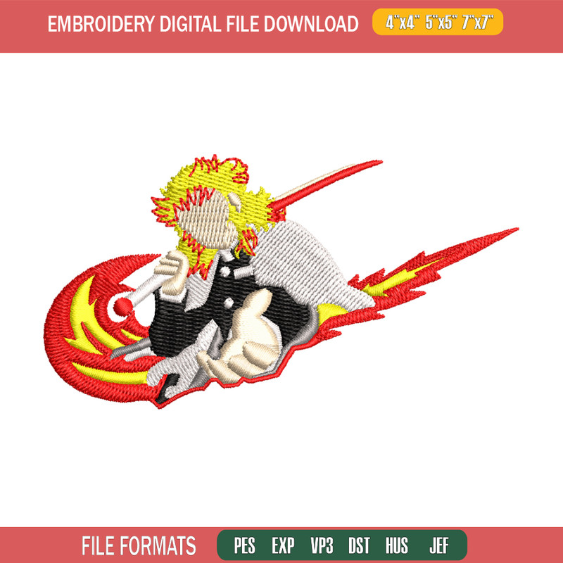 Rengoku Nike fire embroidery design, Kimetsu no Yaiba embroidery, embroidery file, anime design, Digital download.jpg