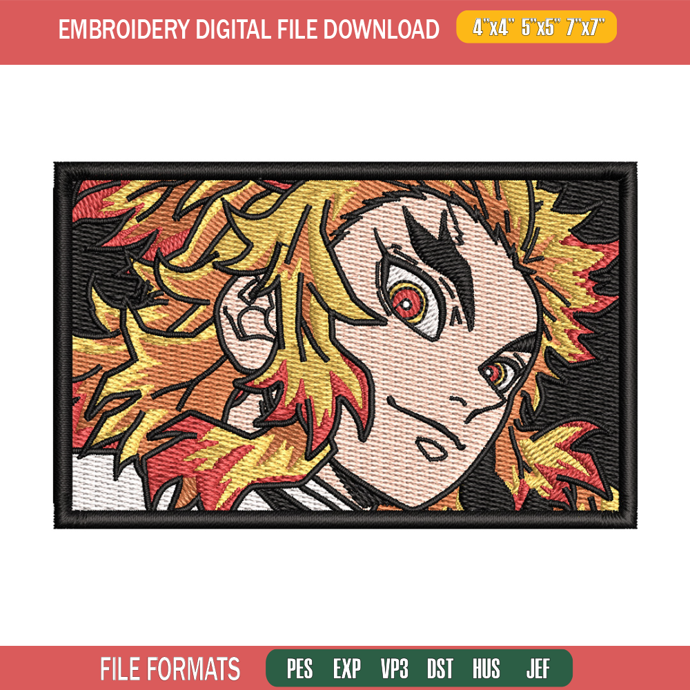Rengoku rectangle embroidery design, Rengoku embroidery, Anime design,Embroidery shirt,Embroidery file, Digital download.jpg