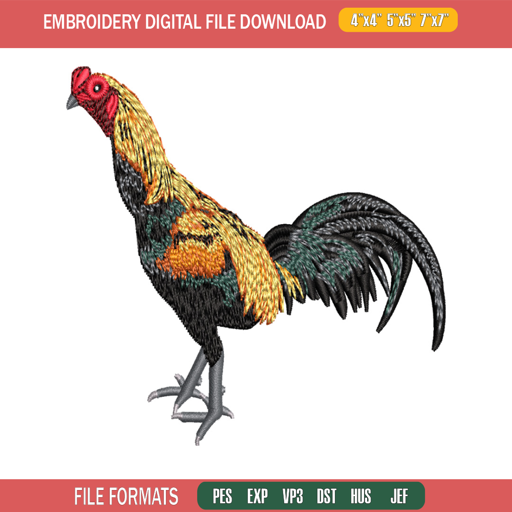 Rooster embroidery design, Logo embroidery, embroidery file, animal design, logo shirt, Digital download..jpg