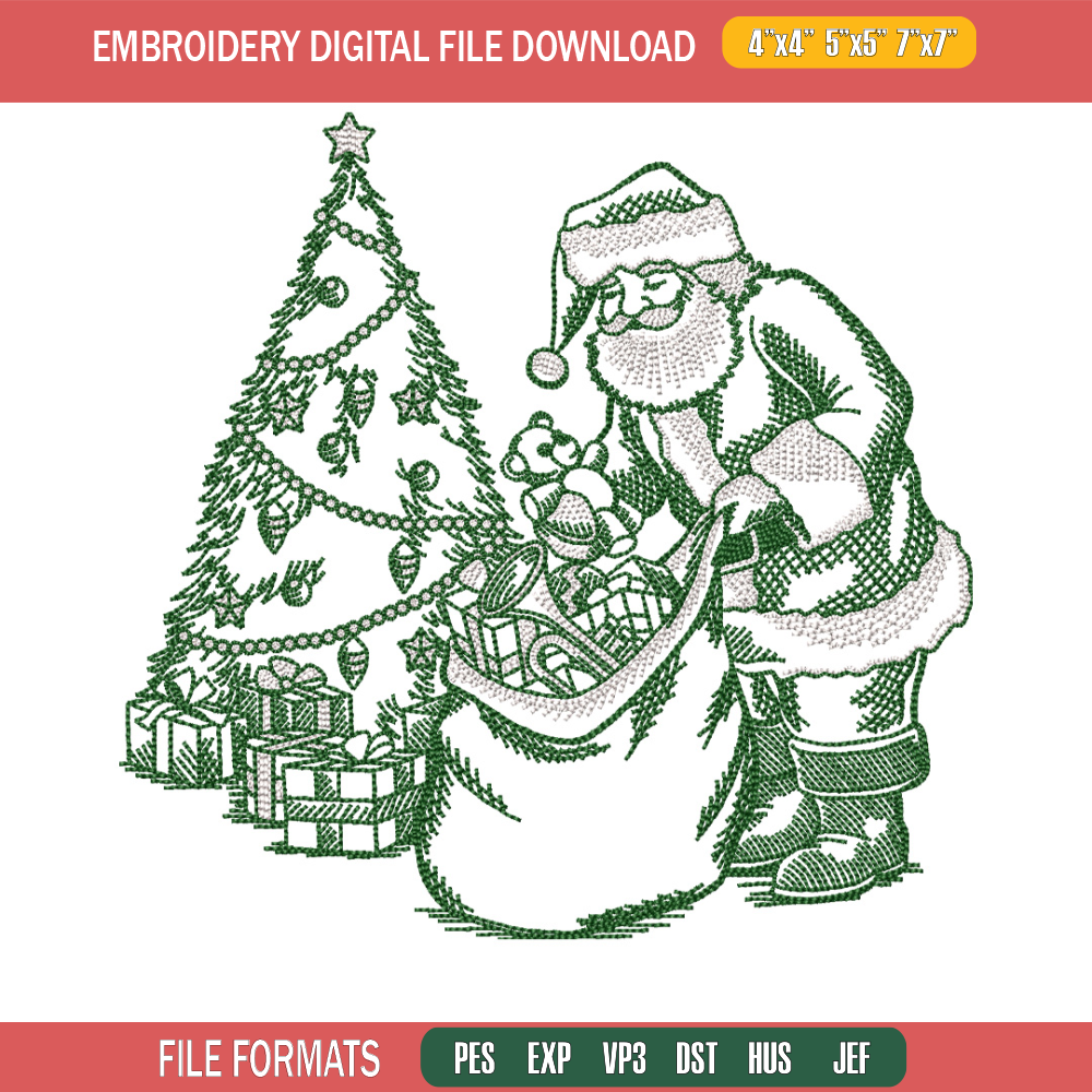 Santa gift embroidery design, Chrismas embroidery, Anime design, Embroidery file, Embroidery shirt, Digital download.jpg