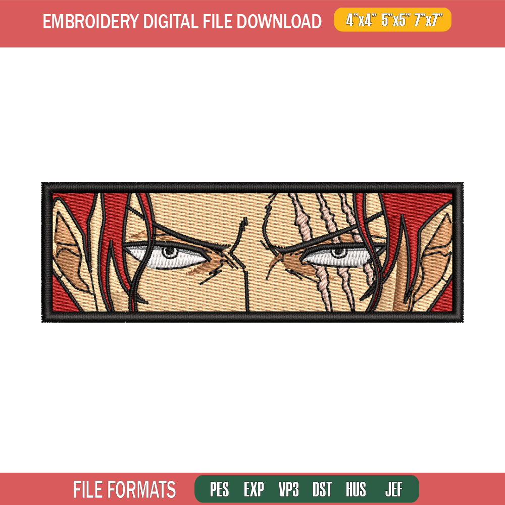 Shank eyes embroidery design, One piece embroidery, Anime design, Embroidery shirt, Embroidery file, Digital download.jpg