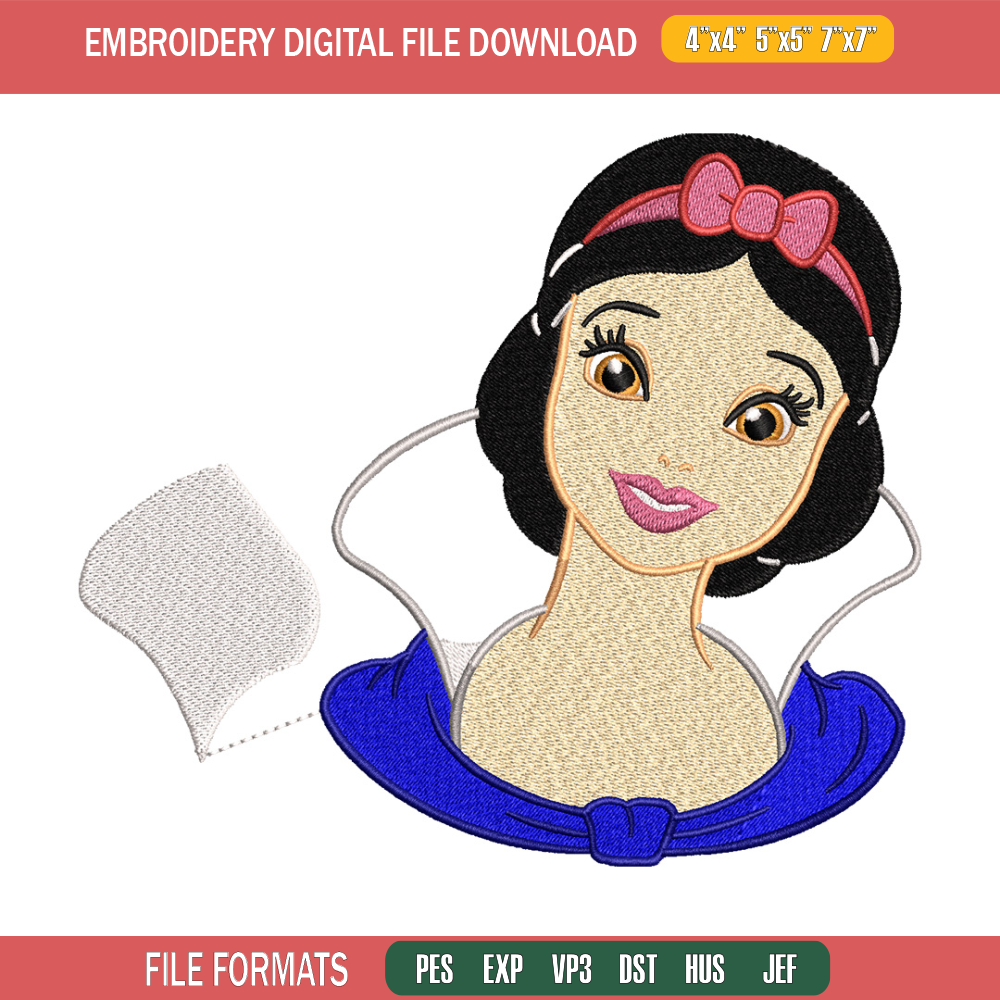 Snow white embroidery design, Disney embroidery, Emb design, Embroidery shirt, Embroidery file, Digital download.jpg