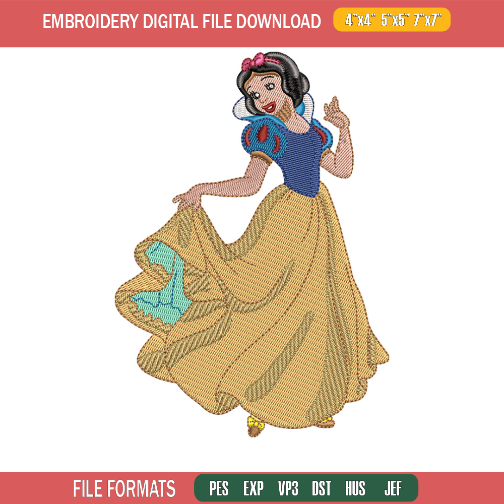 Snow white embroidery design, Disney embroidery, Embroidery file, Embroidery shirt, Emb design, Digital download.jpg