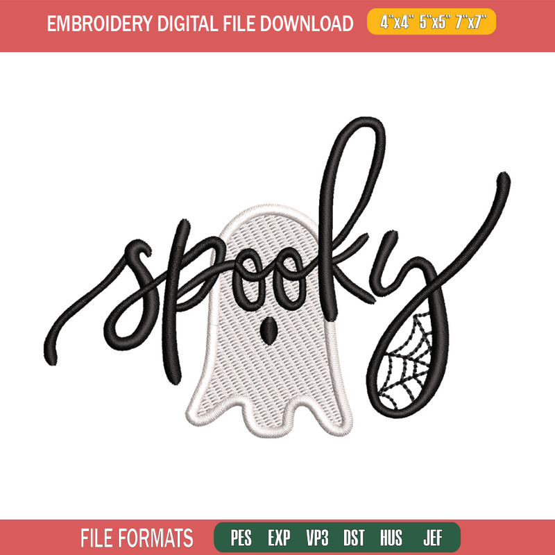 Spooky ghost embroidery design, Spooky embroidery, Emb design, Embroidery shirt, Embroidery file, Digital download.jpg
