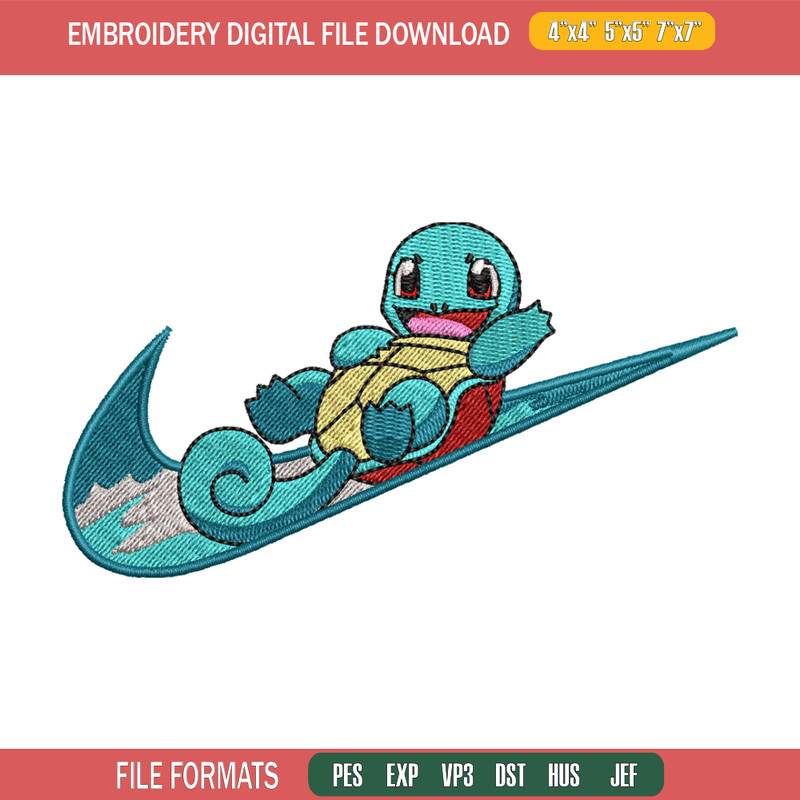Squirtle Nike embroidery design, Pokemon embroidery, embroidery file, anime design, anime shirt, Digital download.jpg