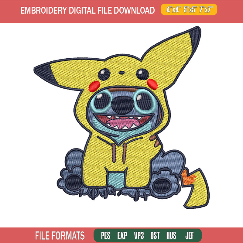 Stitch Pikachu logo embroidery design, Stitch Pikachu embroidery, Embroidery shirt, logo design, Instant download.jpg