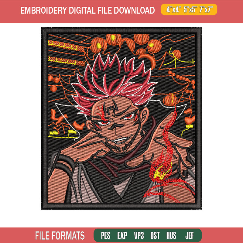 Sukuna frame embroidery design, Sukuna embroidery, Embroidery shirt, Embroidery file, Anime design, Digital download.jpg