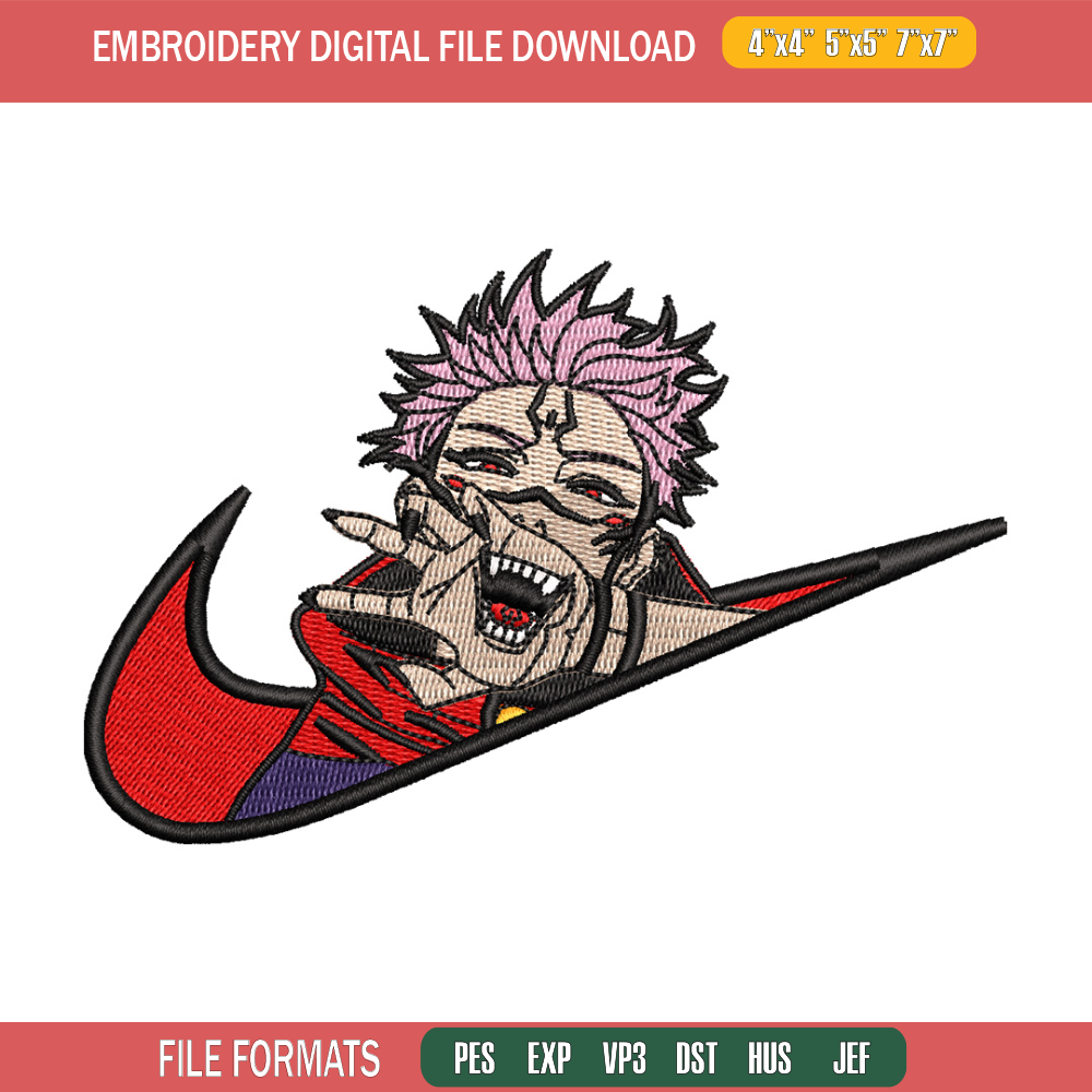 Sukuna nike embroidery design, Jujutsu embroidery, Nike design, Embroidery shirt, Embroidery file, Digital download.jpg