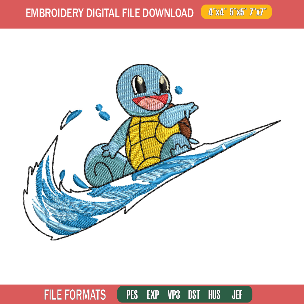 Swoosh squirtle embroidery design, Pokemon embroidery,Anime design,Embroidery file, Embroidery shirt, Digital download.jpg