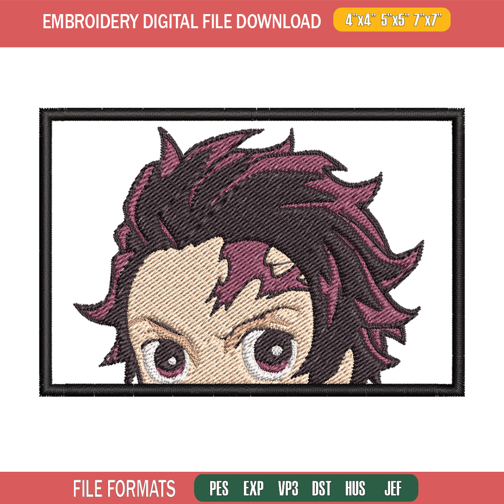 Tanjiro face embroidery design, Tanjiro embroidery, Anime design, Embroidery shirt, Embroidery file,Digital download.jpg