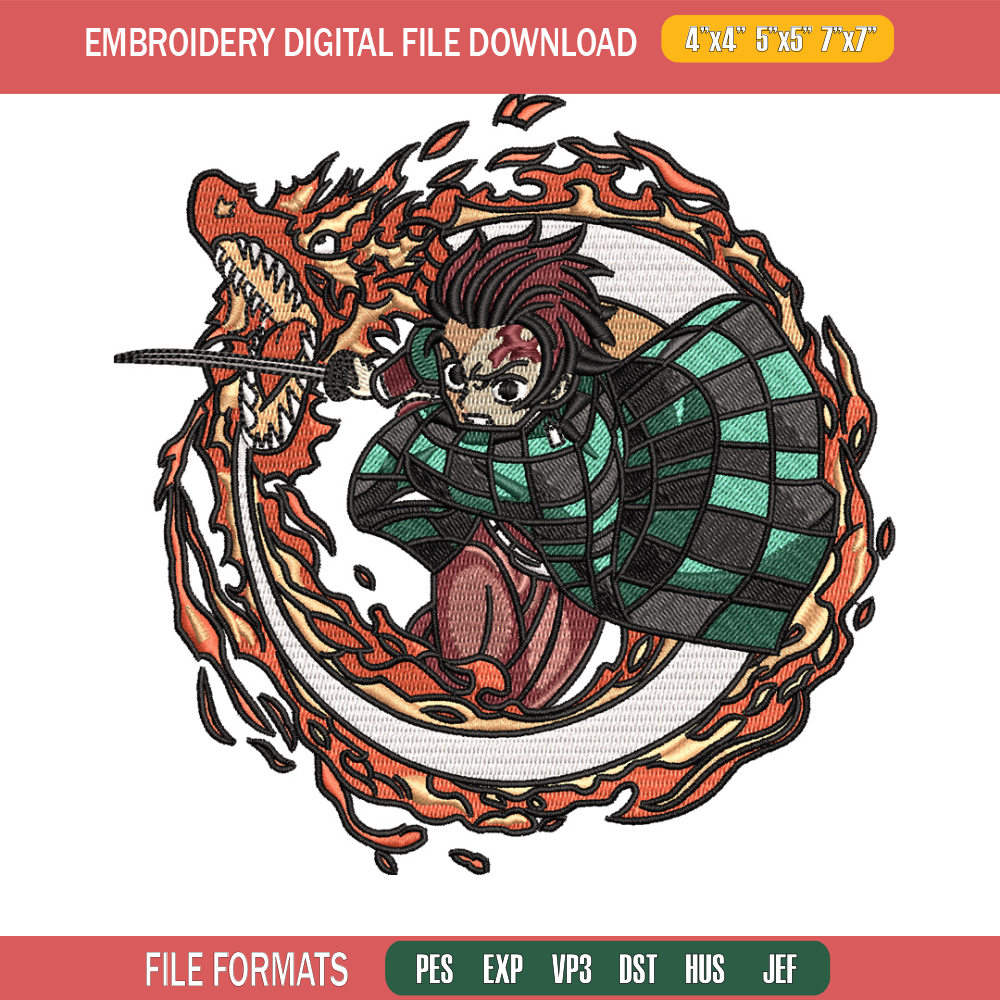 Tanjiro fire embroidery design, Tanjiro embroidery, Anime design, Embroidery shirt, Embroidery file, Digital download.jpg