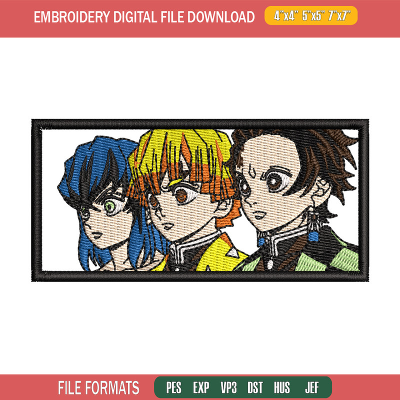 Tanjiro friends embroidery design, Tanjiro embroidery, Anime design, Embroidery shirt, Embroidery file, Digital download.jpg