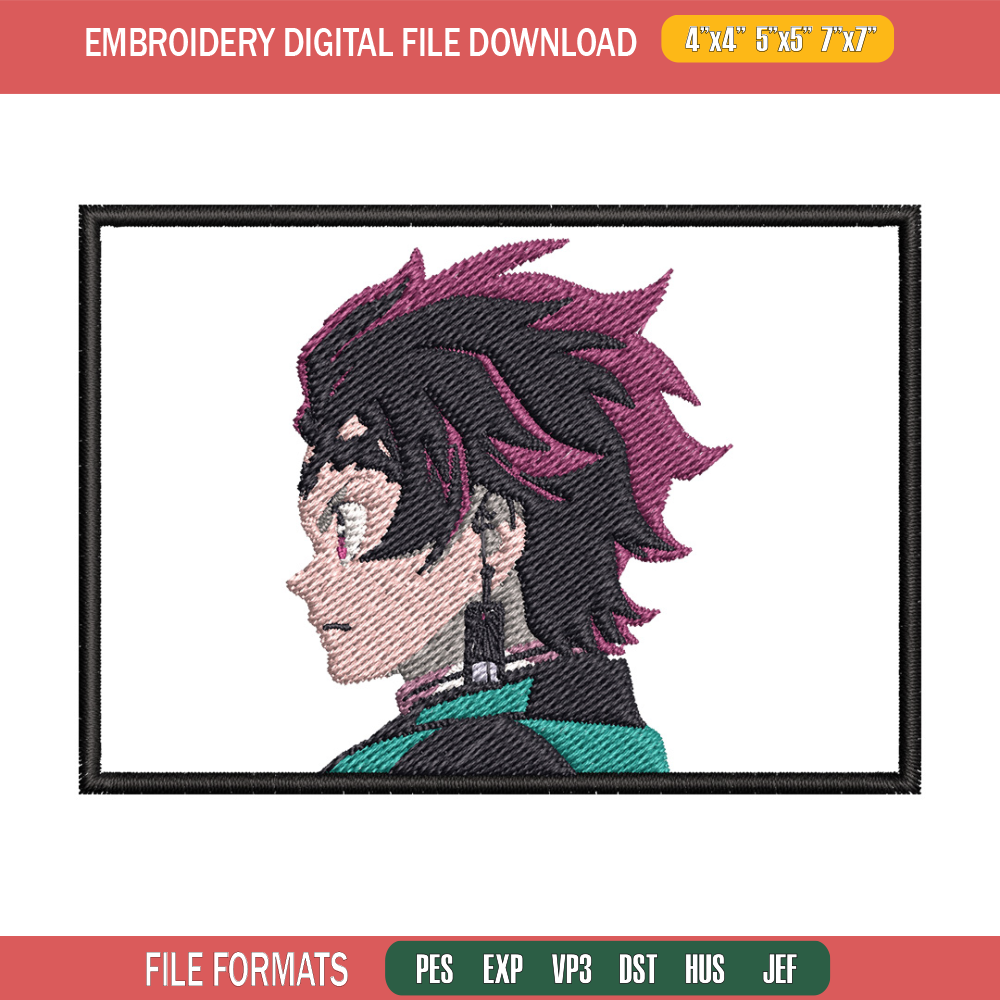 Tanjiro head embroidery design, Tanjiro embroidery, Anime design, Embroidery shirt, Embroidery file,Digital download.jpg