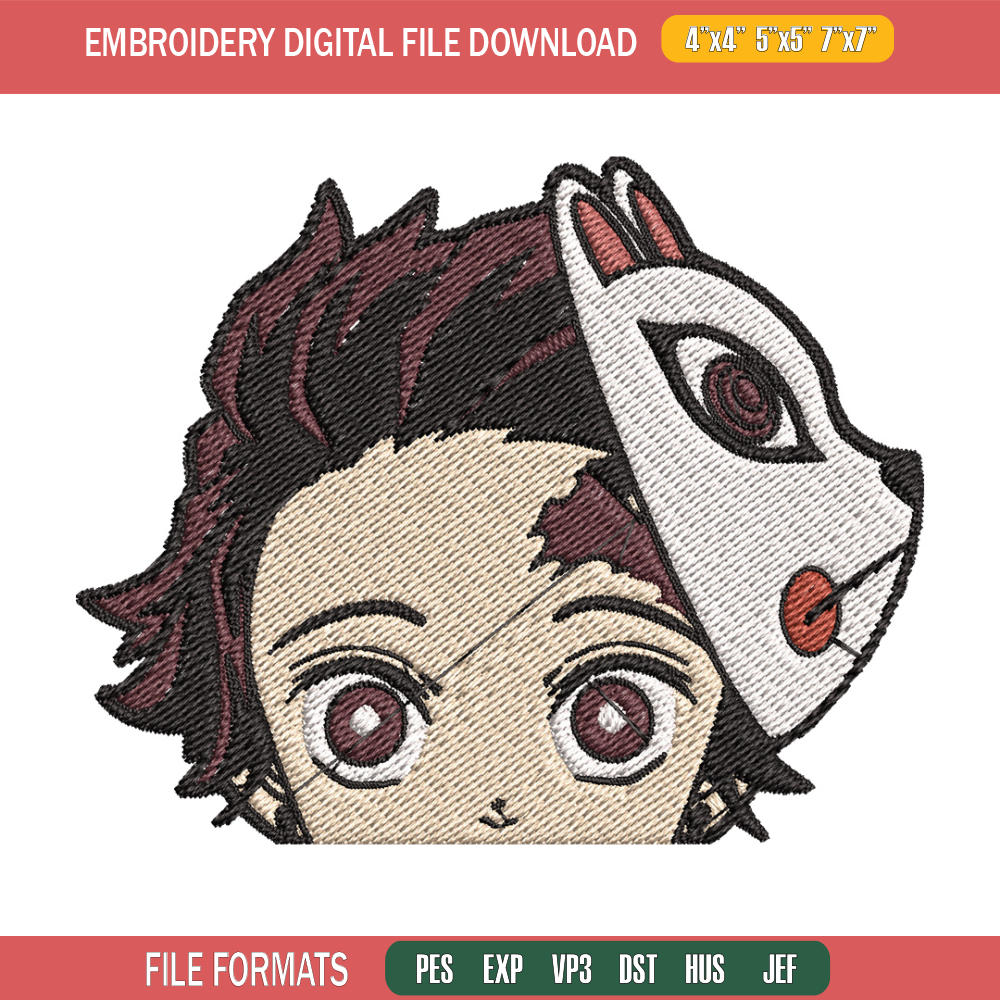 Tanjiro mask embroidery design, Tanjiro embroidery, Anime design, Embroidery shirt, Embroidery file,Digital download.jpg