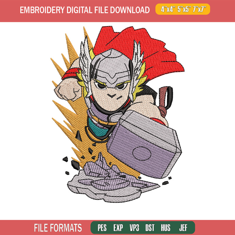 Thor cartoon logo embroidery design, Thor embroidery, logo design, Embroidery shirt, cartoon shirt, Instant download.jpg