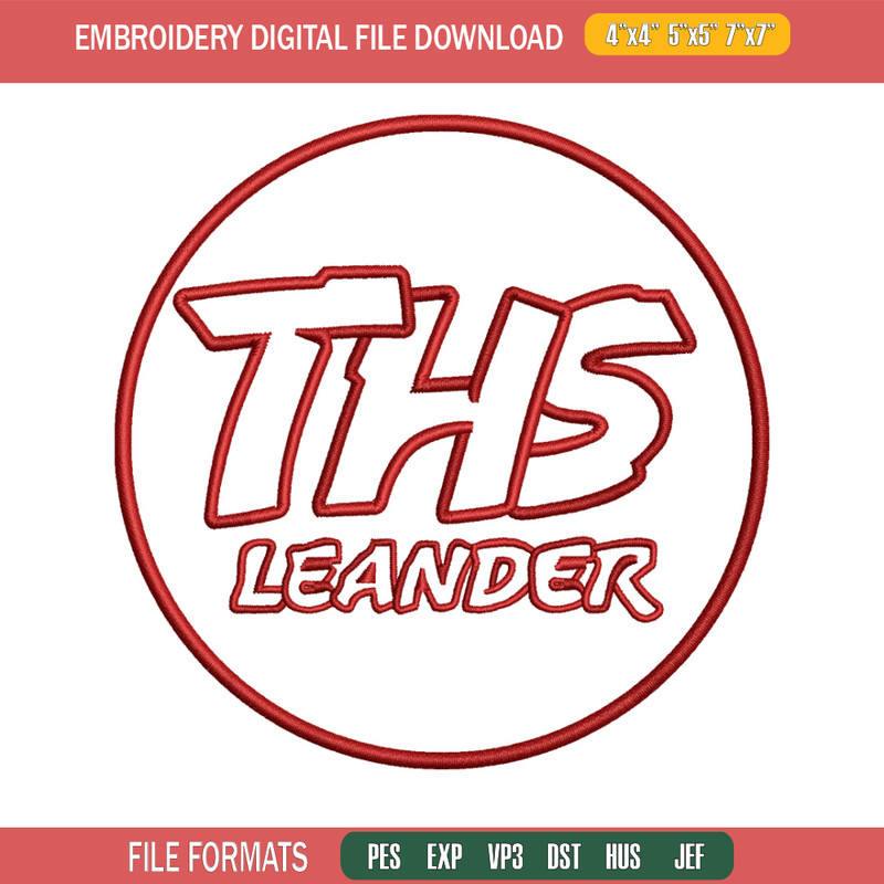Ths leanderLogo embroidery design, ths leander embroidery, logo design, embroidery file, logo shirt, Digital download..jpg