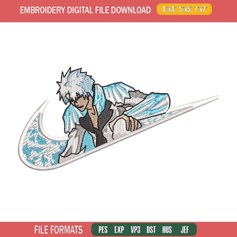 Toshiro nike embroidery design, Bleach embroidery, Nike design, Embroidery shirt, Embroidery file, Digital download.jpg