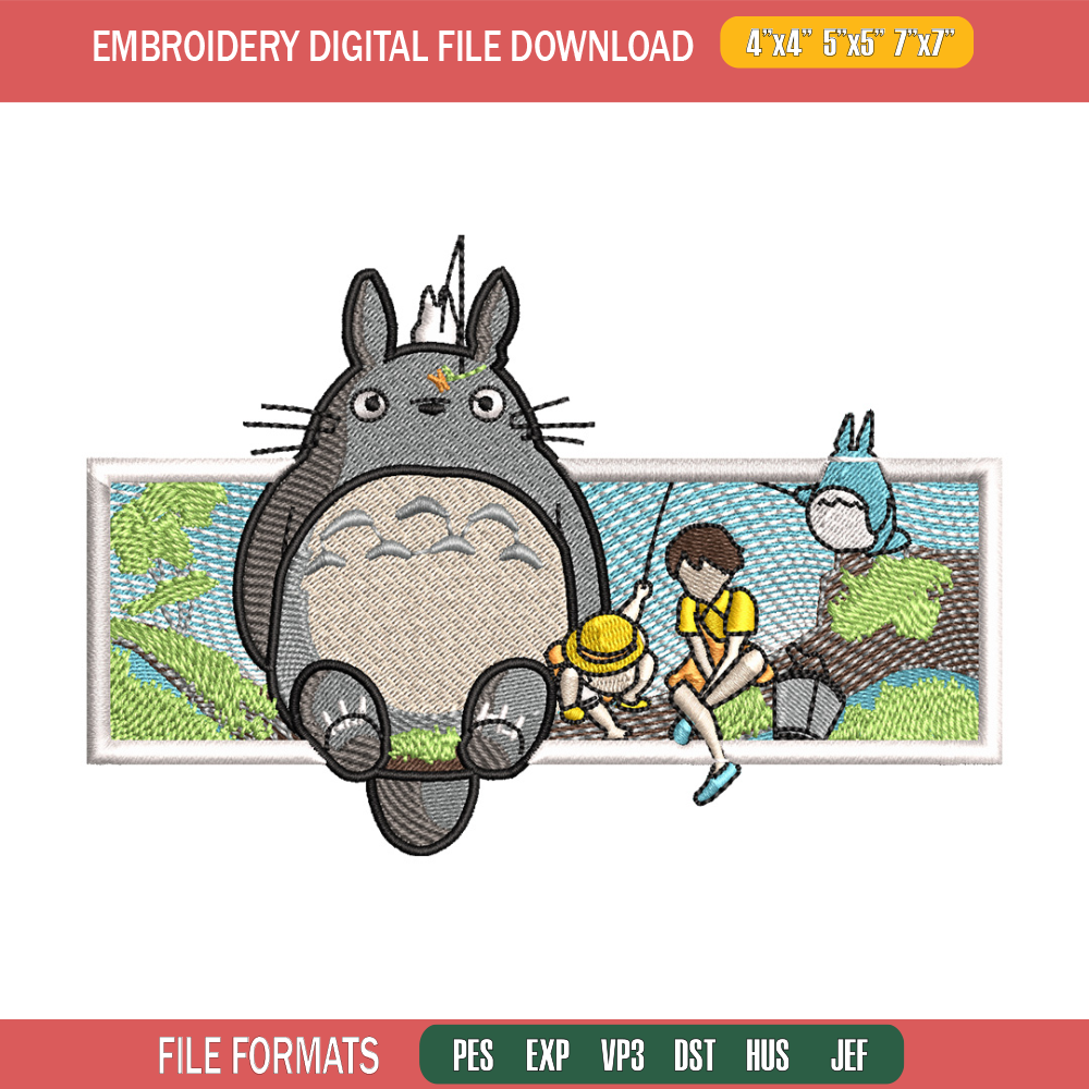 Totoro embroidery design, Studio Ghibli embroidery, Nike design, Embroidery shirt, Embroidery file, Digital download.jpg