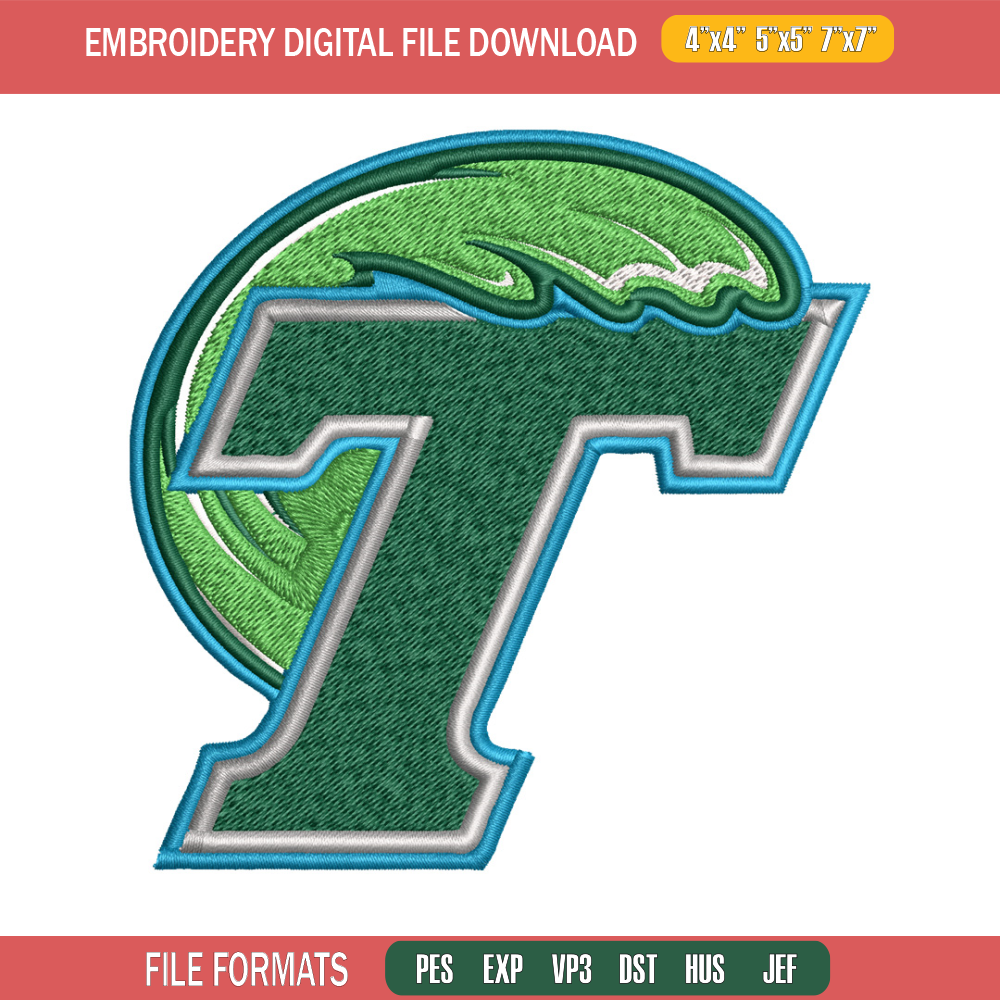 Tulane Green Wave embroidery design, Tulane Green Wave embroidery, logo Sport, Sport embroidery, NCAA embroidery..jpg