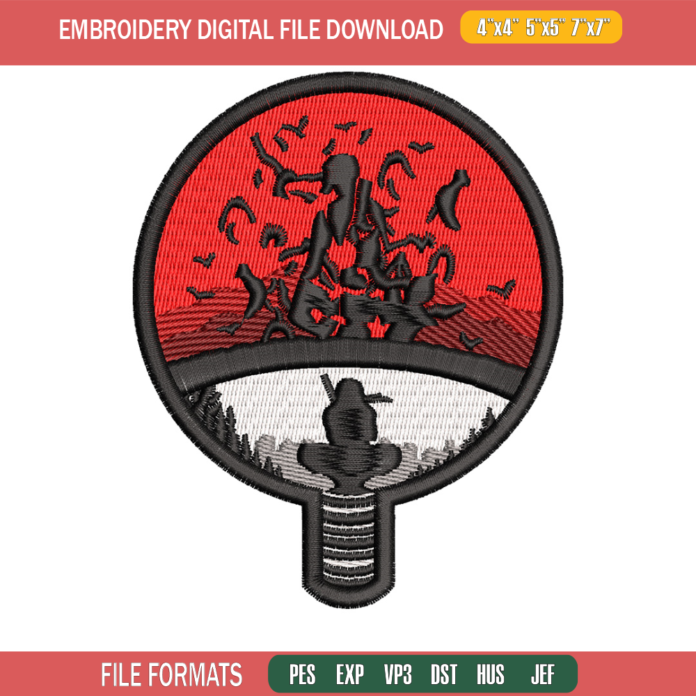 Uchiha logo embroidery design, Naruto embroidery, Anime design, Embroidery shirt, Embroidery file, Digital download.jpg