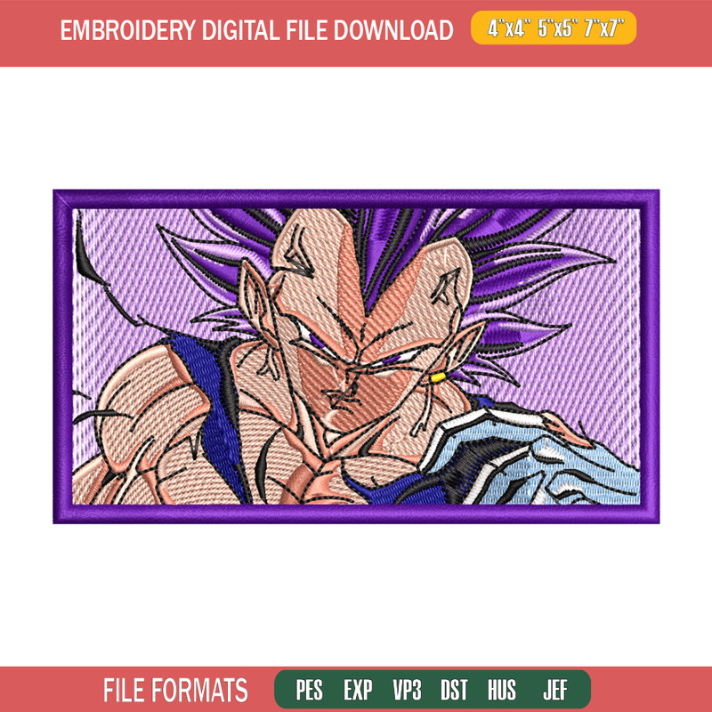 Vegeta ego box embroidery design, Dragonball embroidery, Anime design, Embroidery shirt,Embroidery file,Digital download.jpg