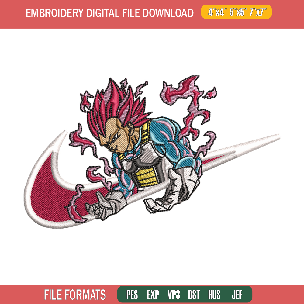 Vegeta Ultra Nike embroidery design, Dragon ball embroidery, Nike design, anime design, anime shirt, Digital download.jpg