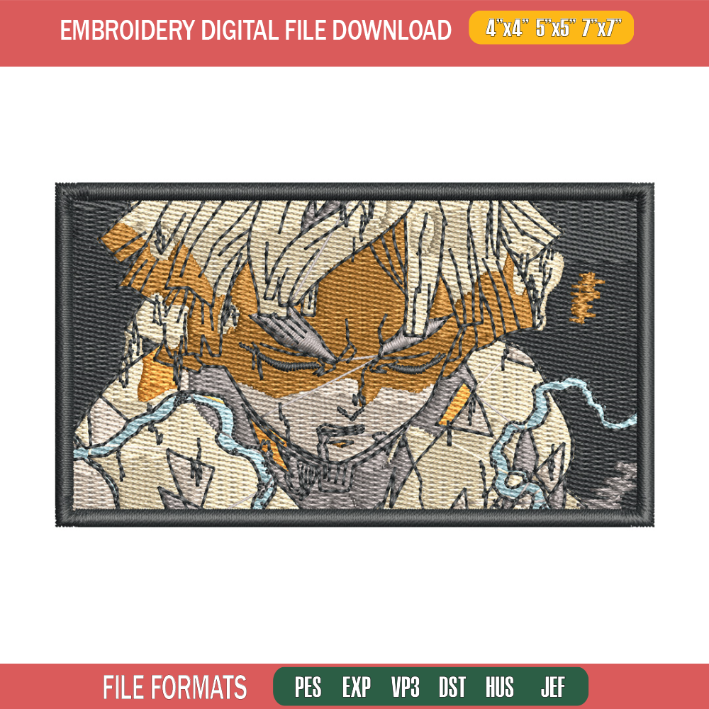 Zenitsu embroidery design, Demon slayer embroidery, Anime design, Embroidery shirt, Embroidery file, Digital download.jpg