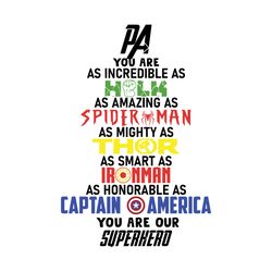 pa you are as incredible as hulk svg, fathers day svg, pa svg, super dad svg, dad hero svg, marvel dad svg, marvel inspi