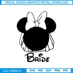 bride minnie mouse white bow disney wedding svg