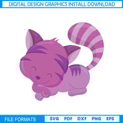 purple cat alice in wonderland characters icon svg