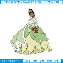 christmas costume princess frog tiana svg