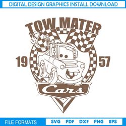 disney checkered cars racing tow mater est 1957 svg