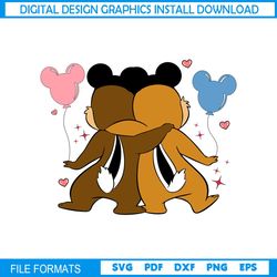 chip and dale valentines day balloon svg