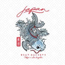 riot society japan koi lotus svg, trending svg, riot society svg, riot crew svg, koi fish svg, funny riot svg, tokyo svg