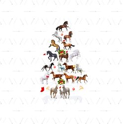 Horse Pinetree Christmas Svg, Animal Svg, Many Horse Svg, White Horse Svg, Santa Hat Svg, Sock Svg, Christmas Bells Svg,