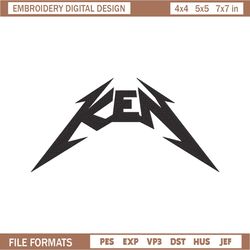 ken embroidery designs, barbie ken metal font, ken k text logo embroidery pattern for boys 4 size instant download,