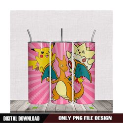 Pikachu Pokemon Skinny Tumbler Design PNG