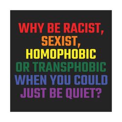 why be racist sexist homophobic lgbt gay pride svg, lgbt svg, lgbt quote svg, gay pride svg, proud ally svg, equality sv
