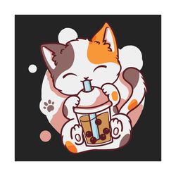 cat boba tea svg, trending svg, animal svg, bubble tea svg, anime svg, kawaii neko svg, neko cat svg, cat svg, pet svg,