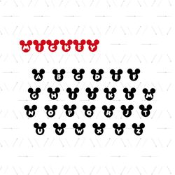 fn mickey letters alphabet svg, font svg, mickey head letter svg, mickey head numbers svg, cute cartoon svg, alphabet sv