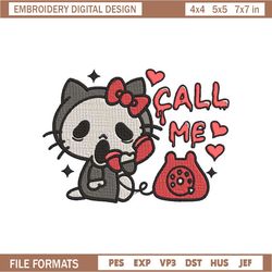 Call Me Scream Hello Kitty Embroidery design, Hallokitty Embroidery, cartoon design, Embroidery File,