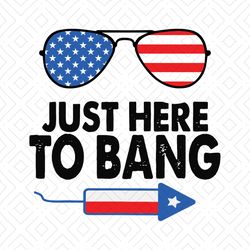 just here to bang 4th of july fireworks and firecrackers svg, independence svg, firework svg, sunglasses flag svg, patri