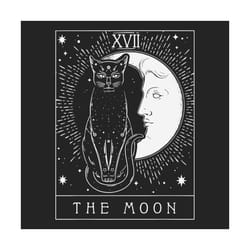 tarot card crescent moon and cat svg, trending svg, tarot svg, tarot card svg, crescent moon svg, tarot cat svg, cat svg