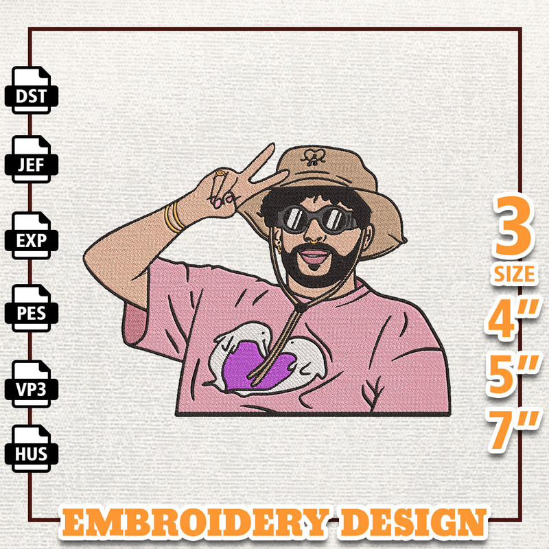 Bad Bunny Embroidery Design, Bad Bunny Embroidery File, Gift For Bad Bunny Fans, Bad Bunny, Instant Download 8.jpg