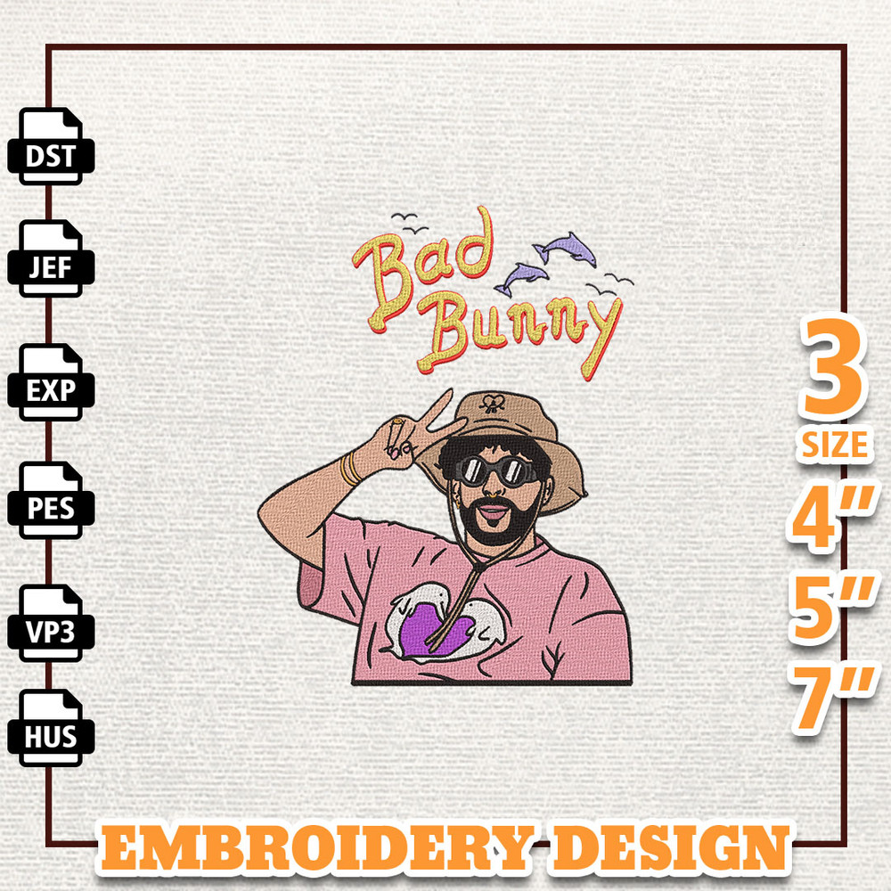Bad Bunny Embroidery Design, Bad Bunny Embroidery File, Gift For Bad Bunny Fans, Un Verano Sin Ti, Instant Download 1.jpg