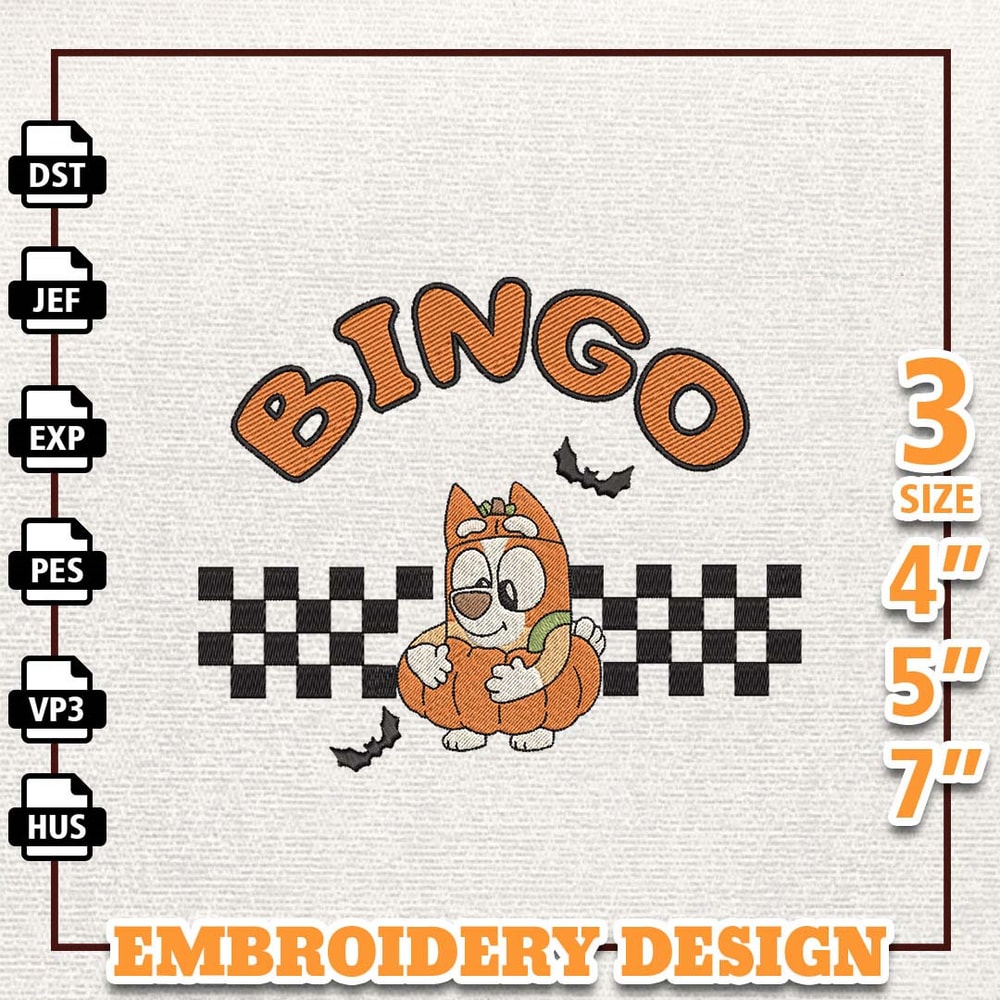 Bluey Dog EST 2018 Halloween Embroidery Design, Happy Haloween Embroidery File, Blue Dog Cartoon Embroidery Design, Hall 1.jpg