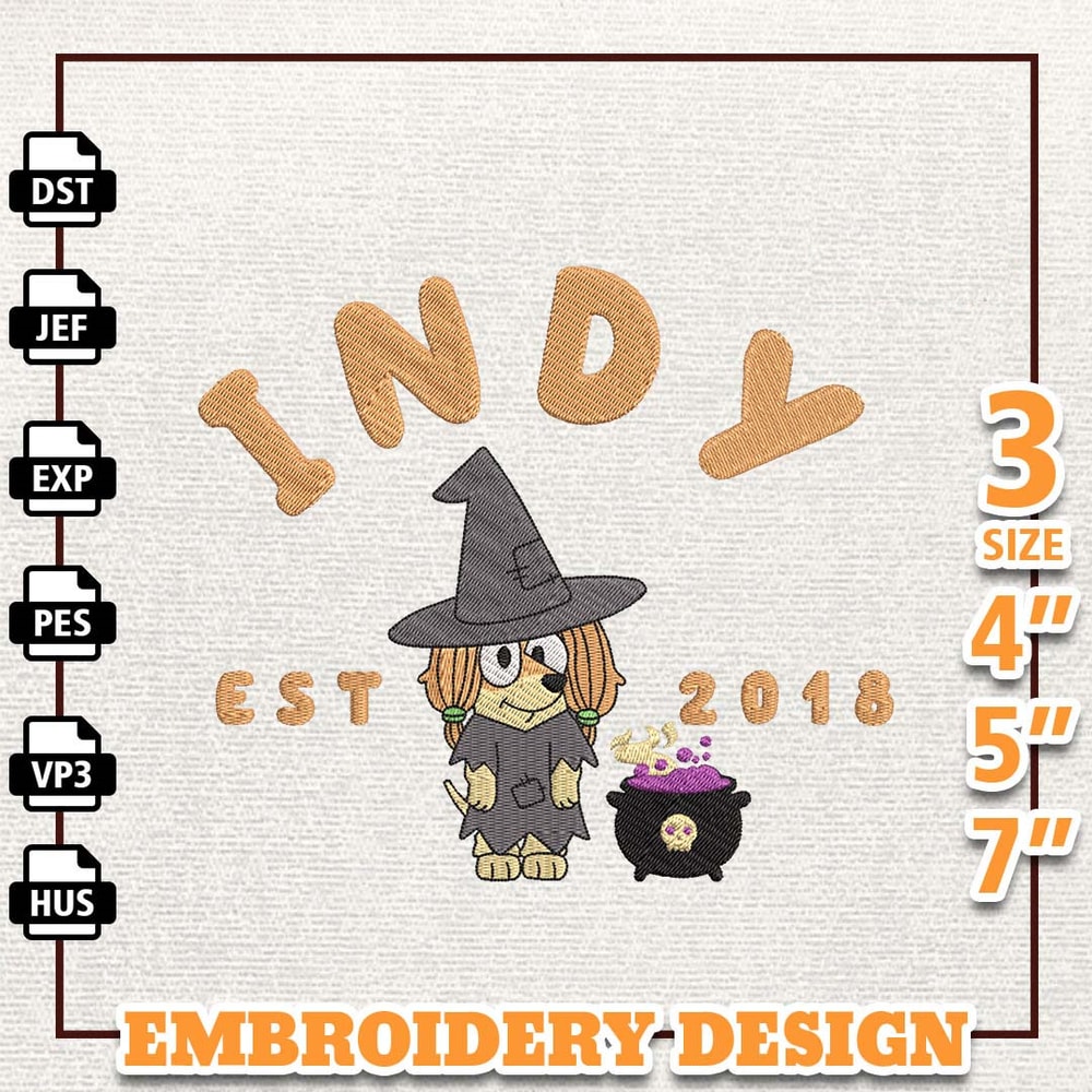 Cartoon Bluey Dog Embroidery Design, Bluey Dog Witch Embroidery Design, Horror Halloween Embroidery Machine Design, Inst.jpg