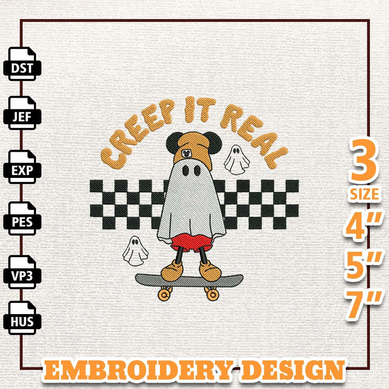 Cartoon Mouse Creep It Real Embroidery Design, Happy Halloween Embroidery File, Ghost Skateboard Embroidery File, Cute 1.jpg